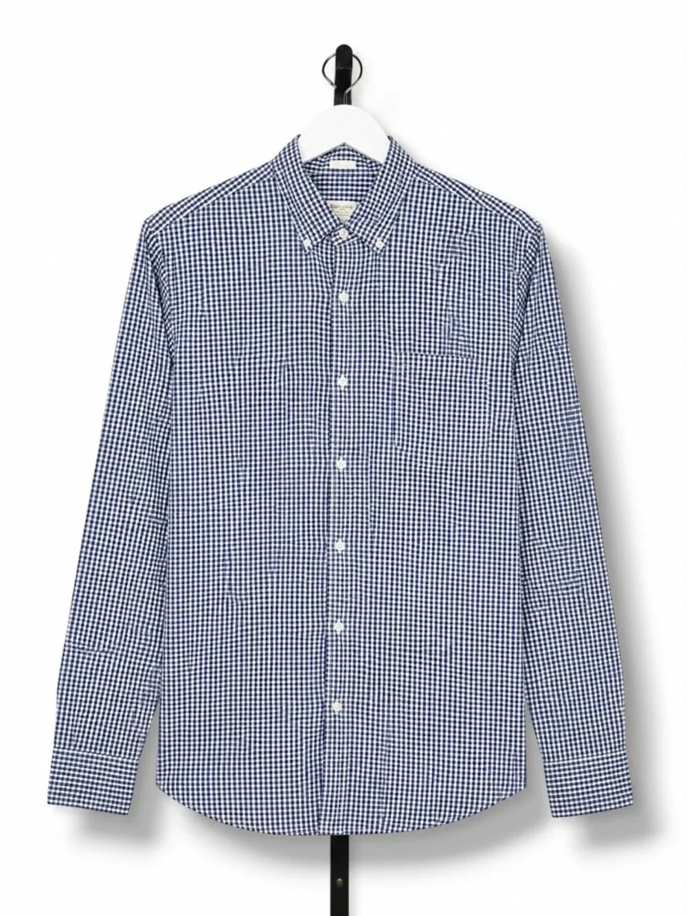 J.Crew Washed Shirting Gingham Shirt M Tailored Fit Blue White